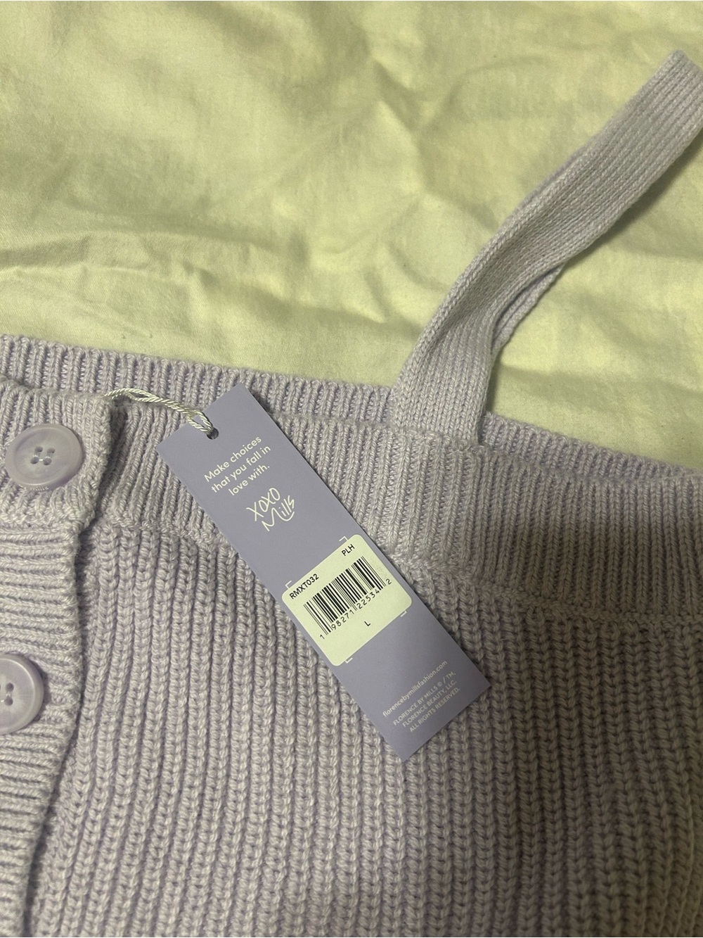 Lavender Button-Front Ribbed Knit Crop Tank - Picture 2 of 2